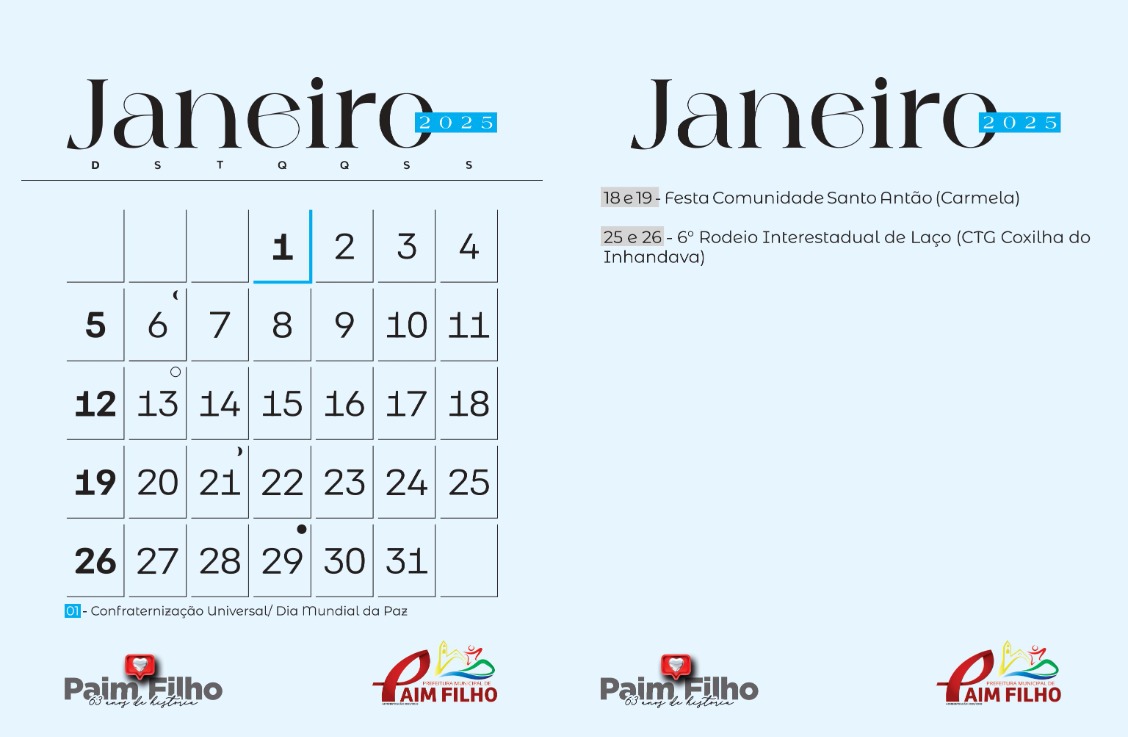 EVENTOS DE JANEIRO DE 2025