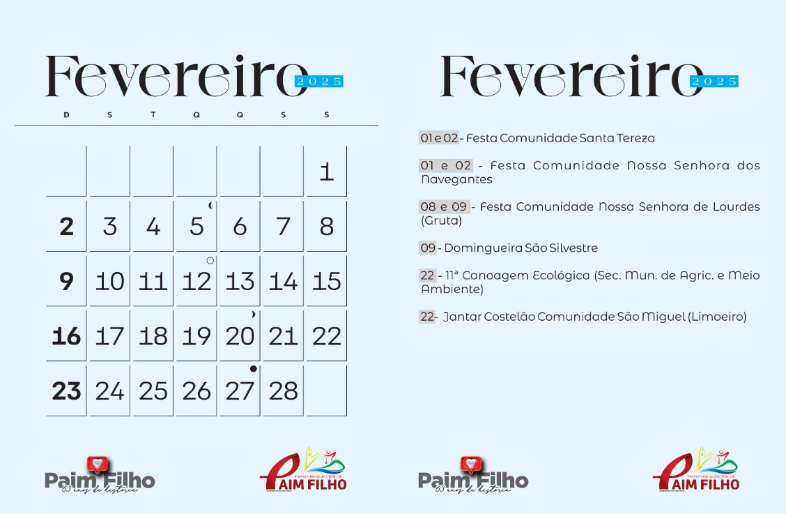 EVENTOS DE FEVEREIRO DE 2025