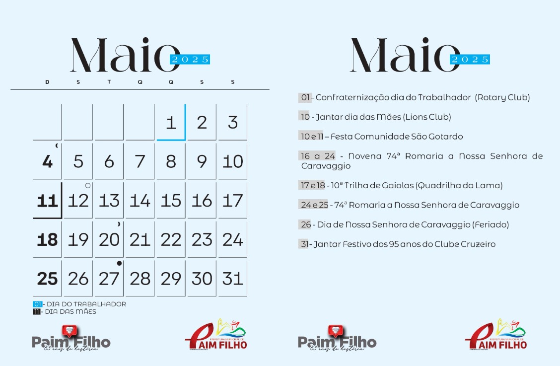 EVENTOS DE MAIO DE 2025