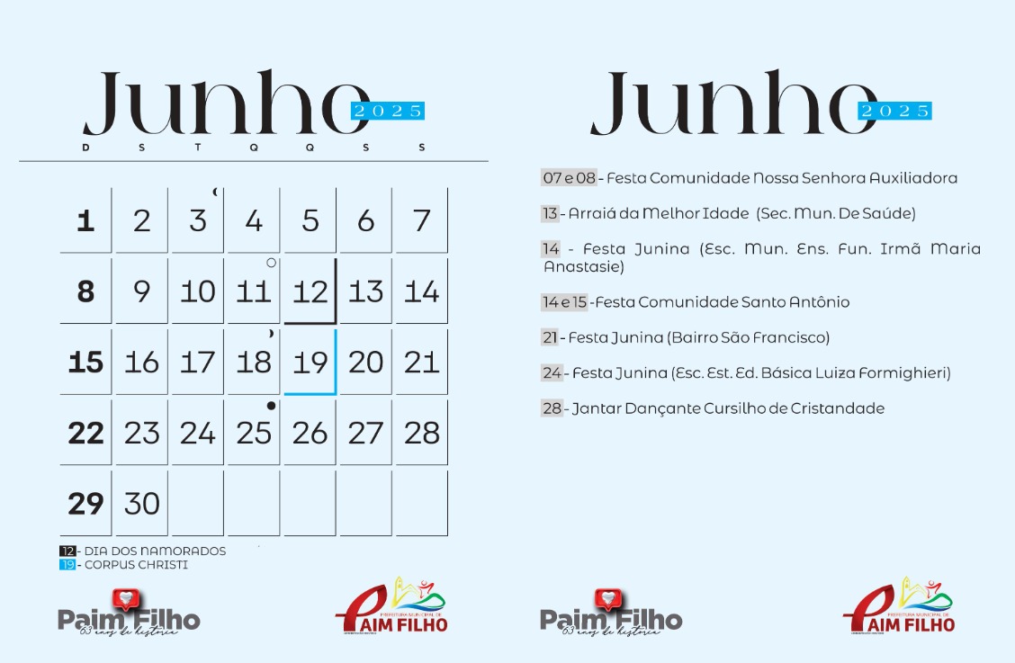 EVENTOS DE JUNHO DE 2025