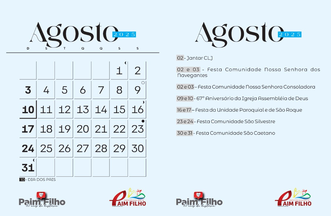 EVENTOS DE AGOSTO DE 2025