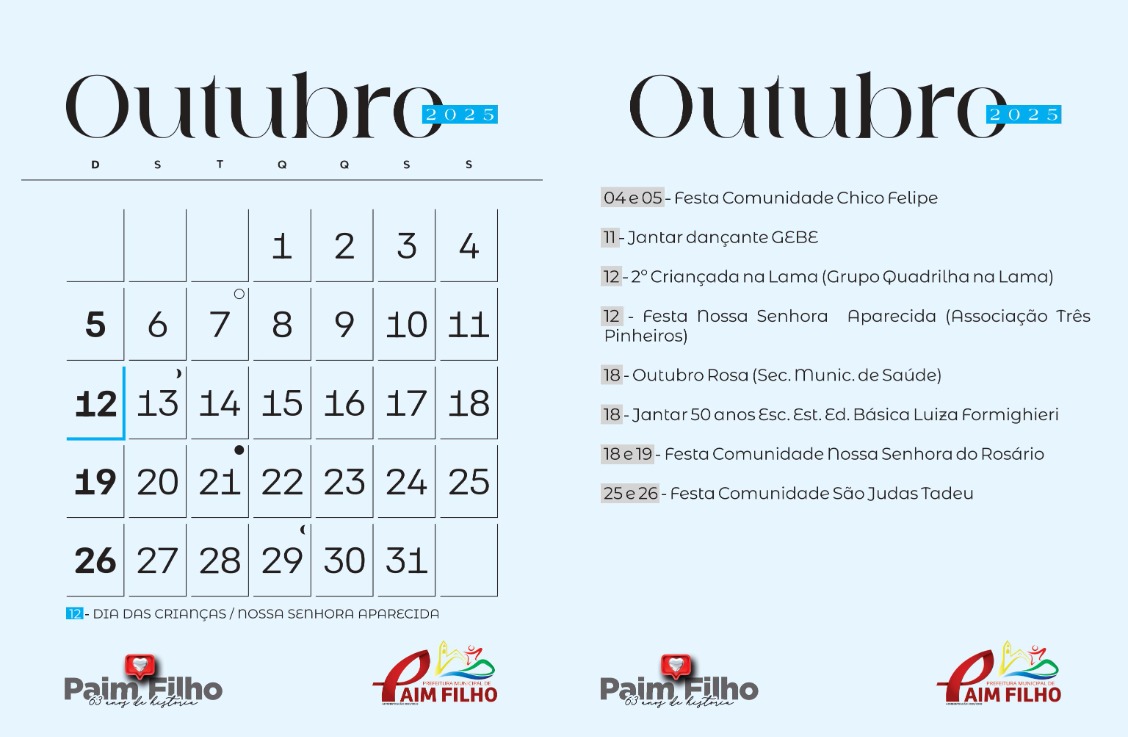 EVENTOS DE OUTUBRO DE 2025