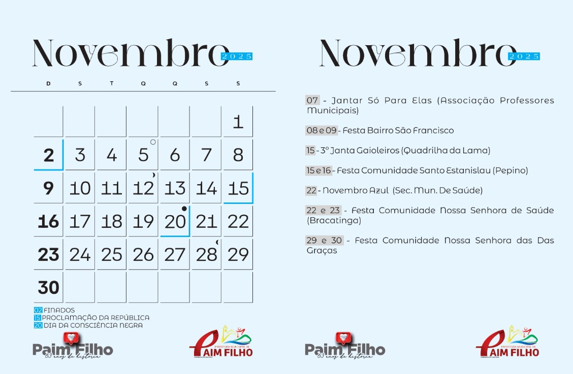 EVENTOS DE NOVEMBRO DE 2025