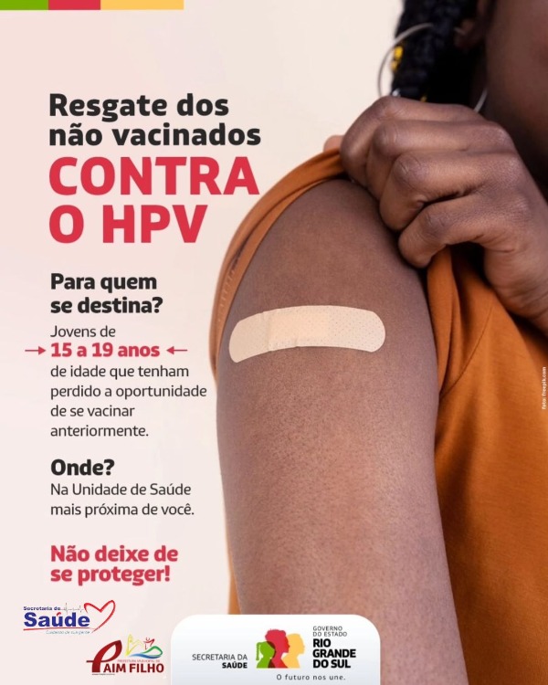 SECRETARIA MUNICIPAL DE SAÚDE RESSALTA A IMPORTÂNCIA DA VACINA CONTRA O HPV EM JOVENS DE 15 A 19 ANOS